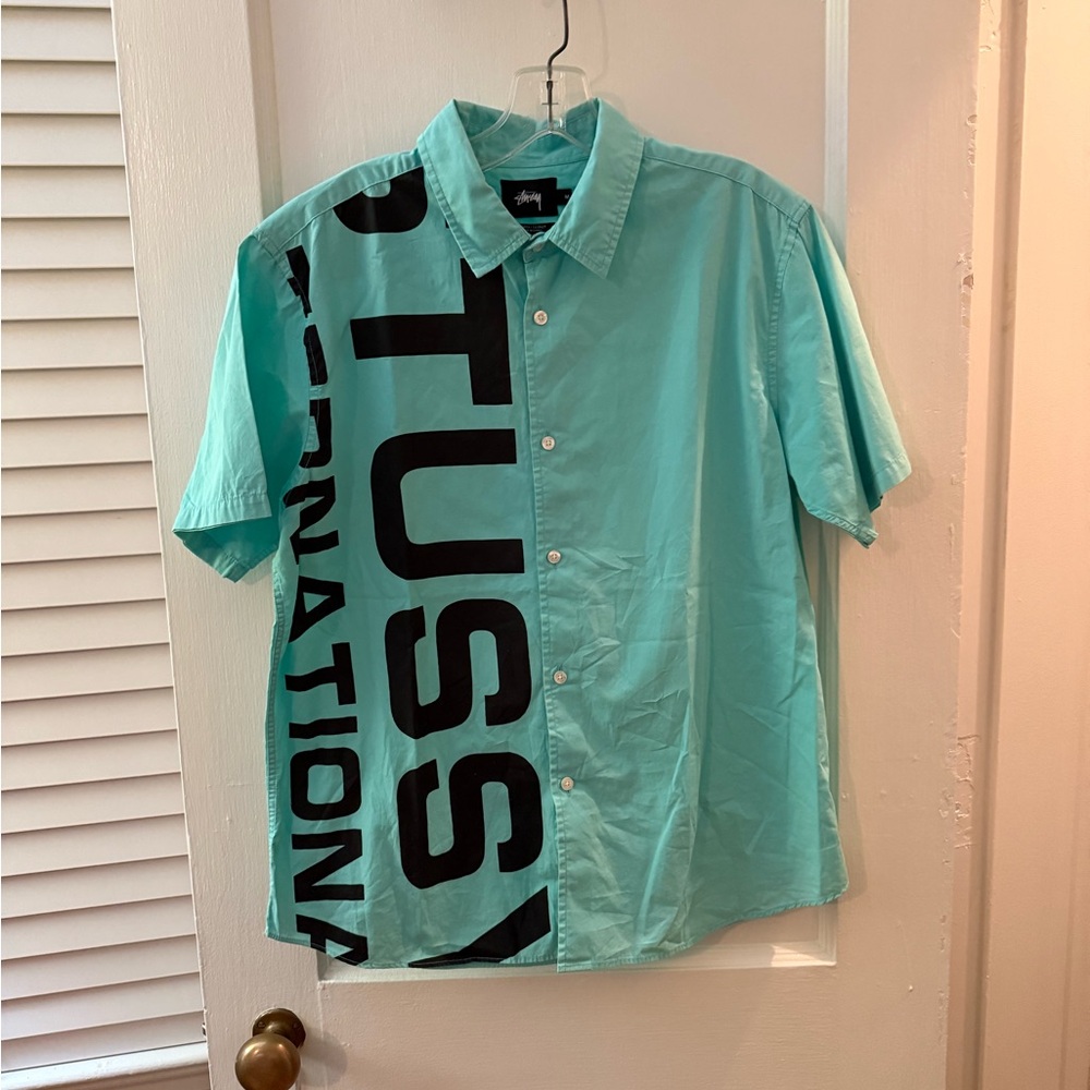 Men’s Stussy Japan Button Up, Short Sleeve Shirt, Size Medium, 100% Cotton